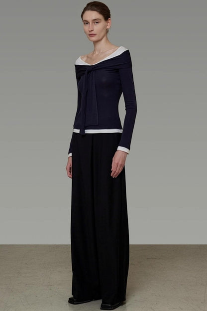 Contrasting One-Shoulder Knitwear