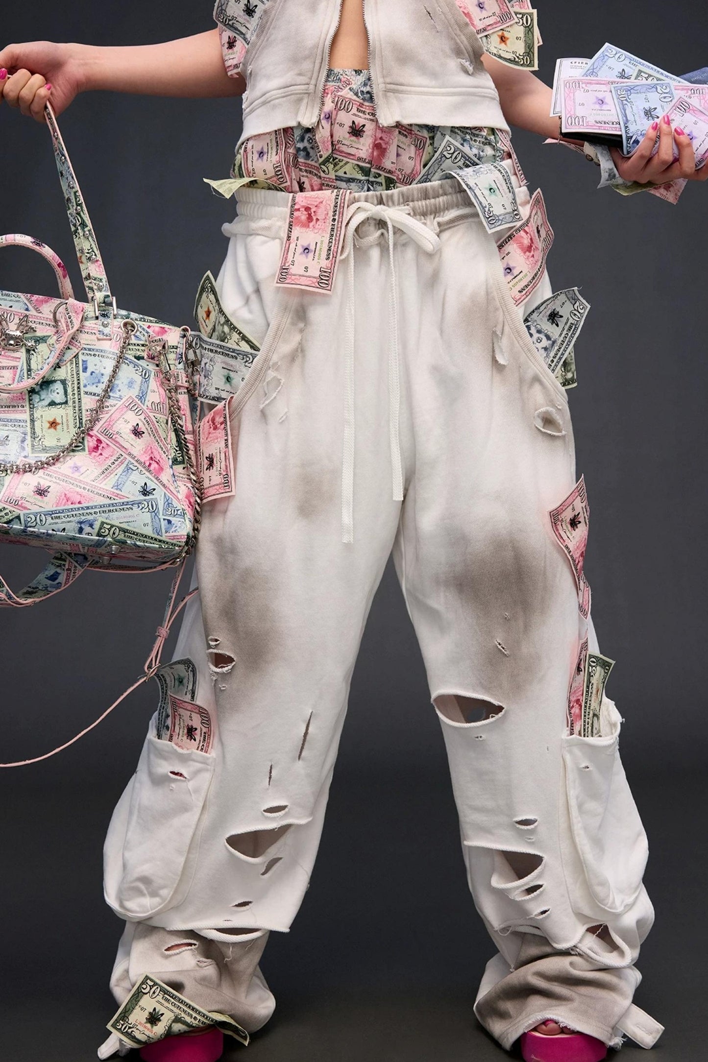 Money Printed Cargo Pants