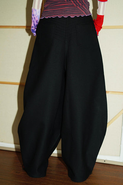 Pressed Pleated Wide-Leg Pants