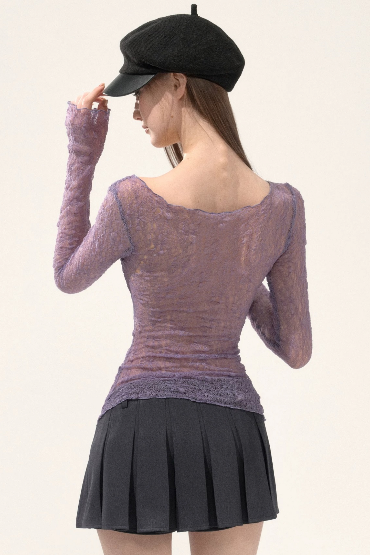 Three-Dimensional Lace Knitted Top