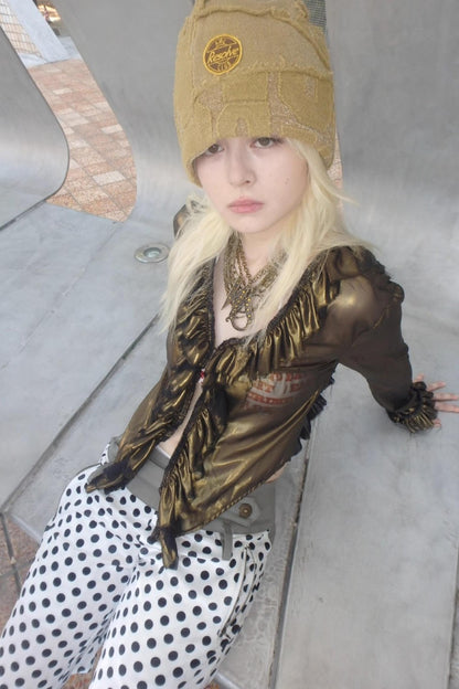 Metallic Bronze Mesh Cardigan