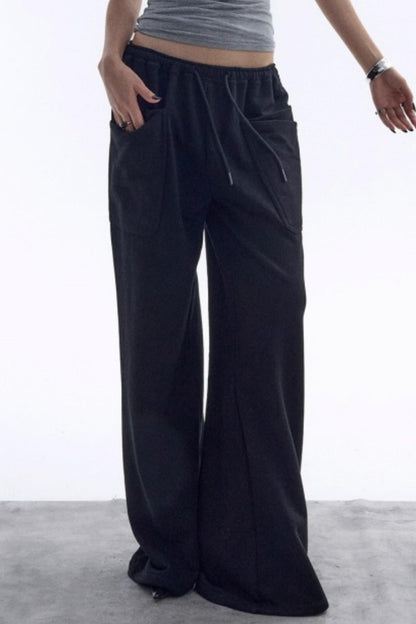 Double-Layer Black Sweatpants