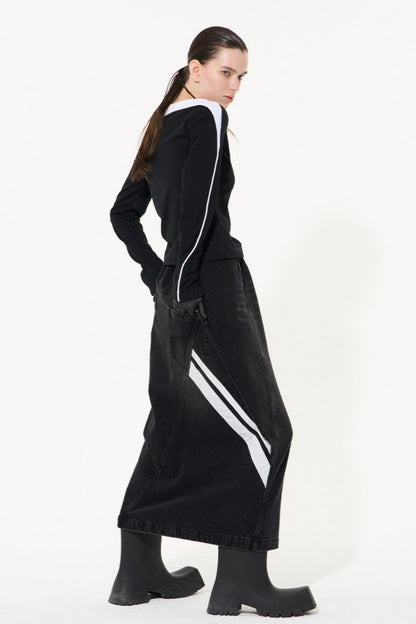 Striped Embroidered Crew Sweatshirt