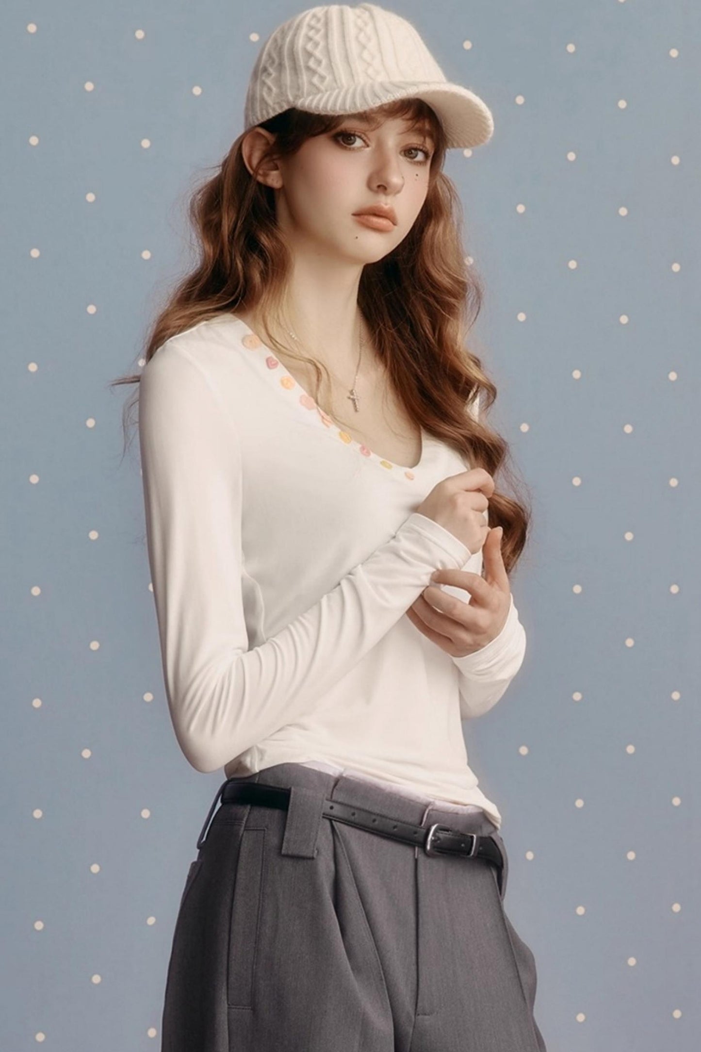 Winter V-Neck Long-Sleeved T-Shirt