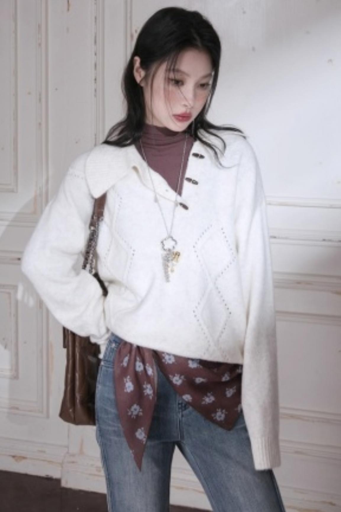 Asymmetrical Collar Knit Sweater