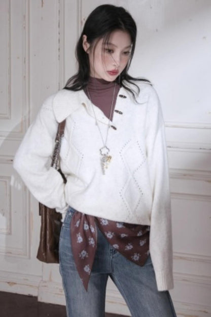 Asymmetrical Collar Knit Sweater