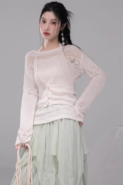 Translucent Cedar Apricot Vest Set