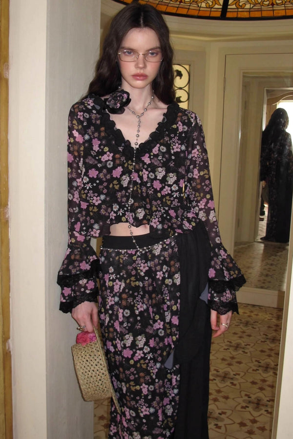 Dark Night Floral Shirt Set-Up