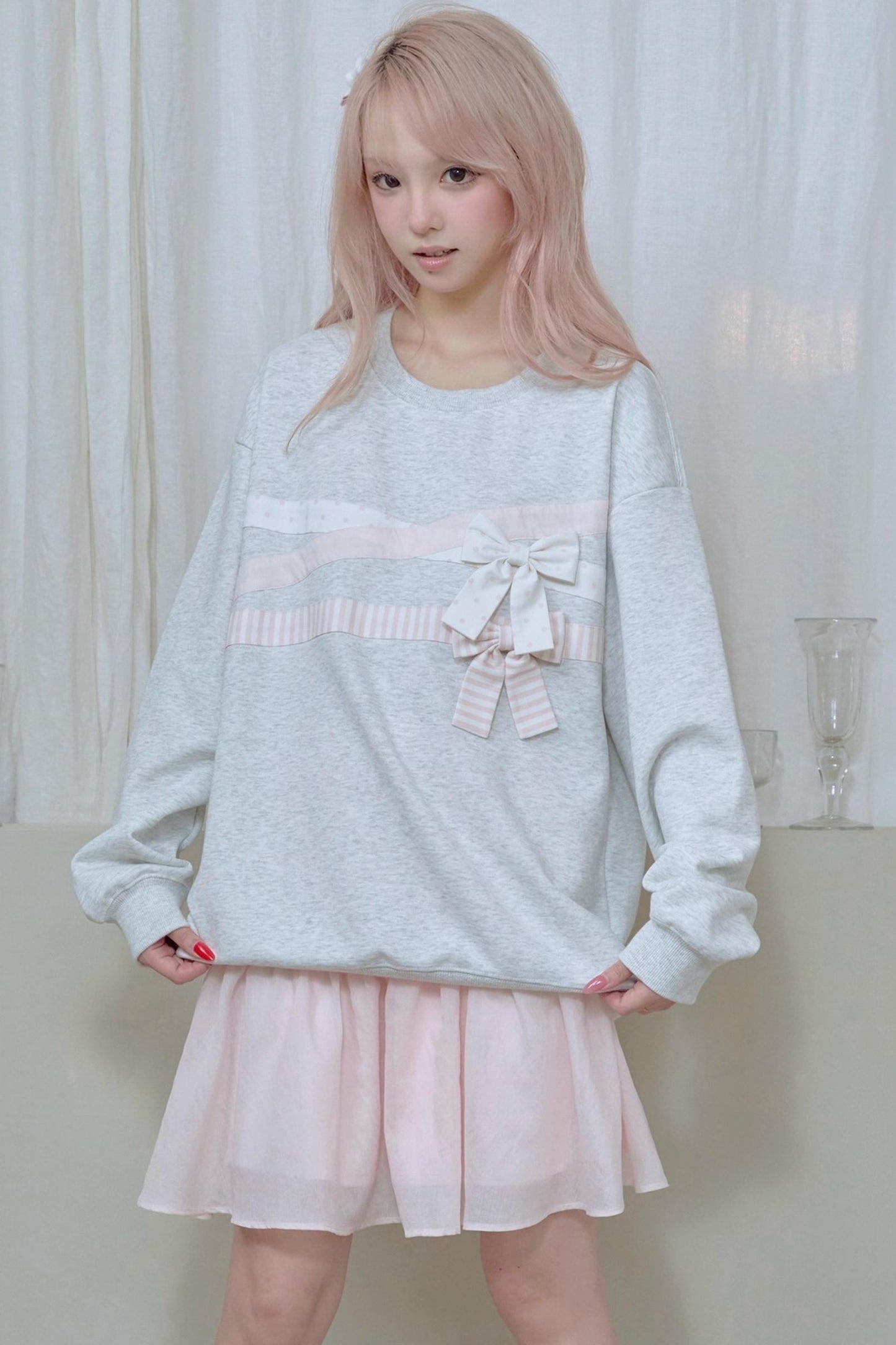 Pleated Lace Pink Skirt