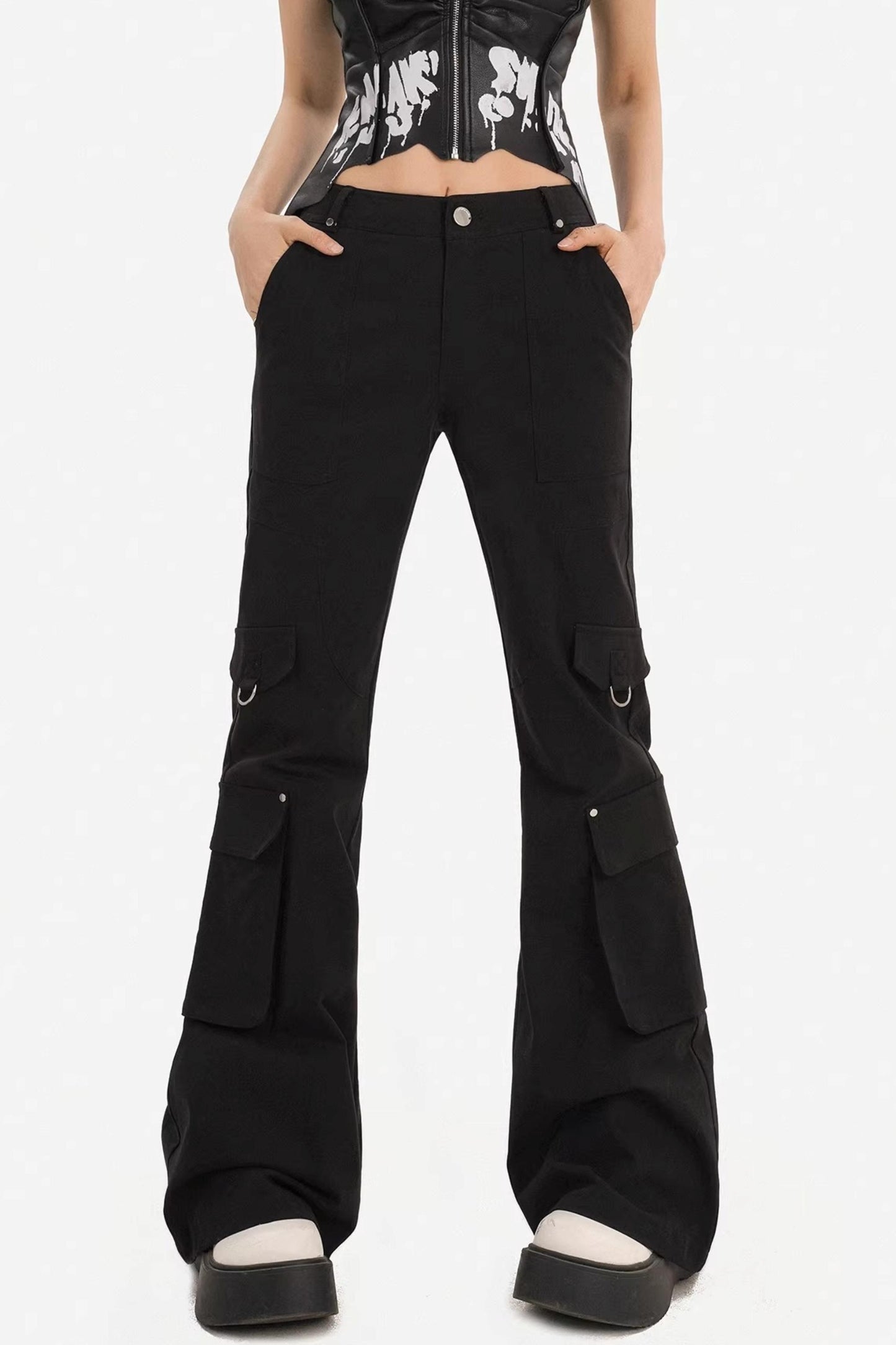 Retro Black Flared Pants