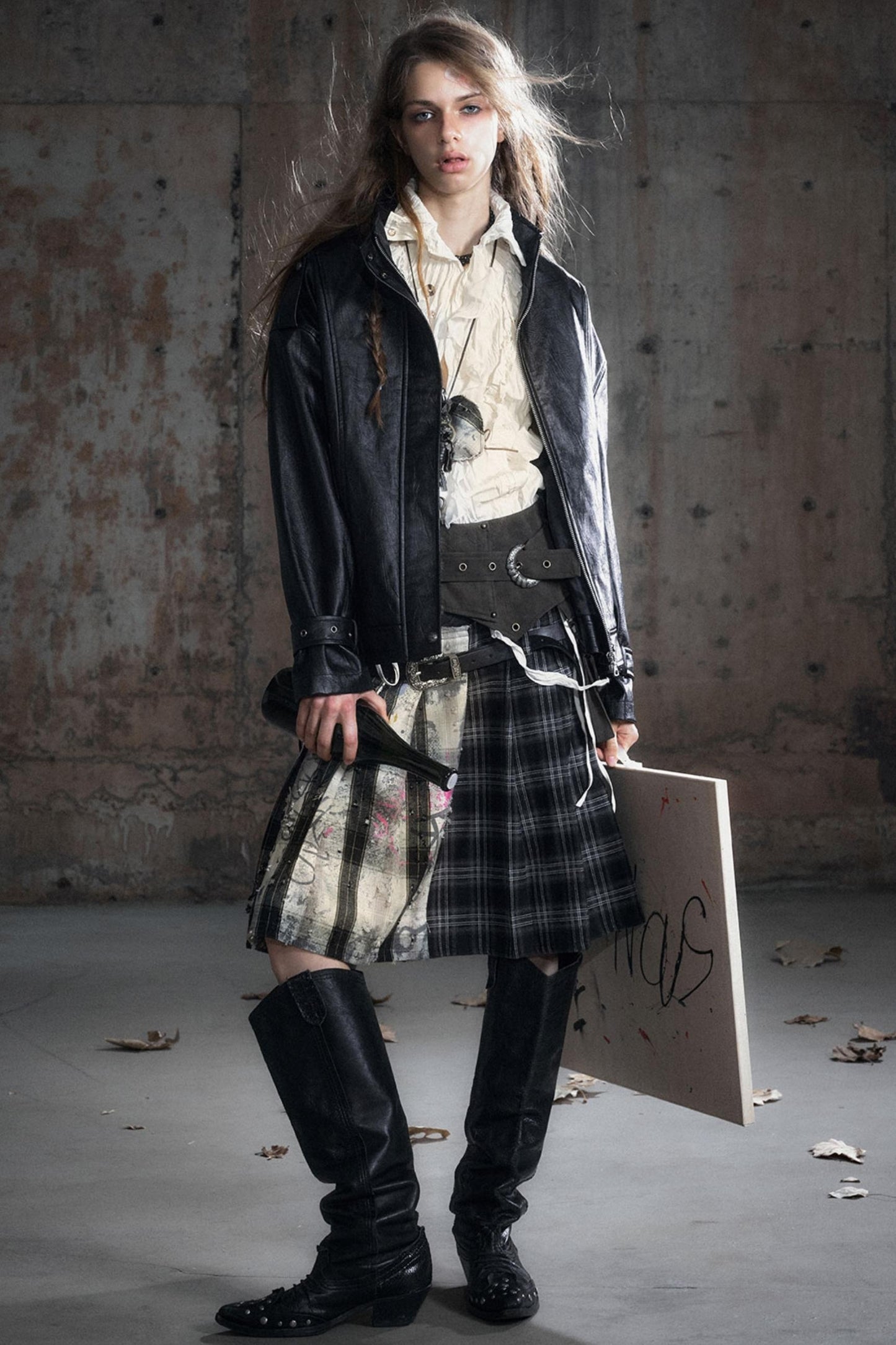 Black Textured Leather Jacket