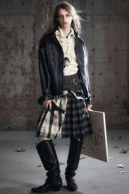 Black Textured Leather Jacket