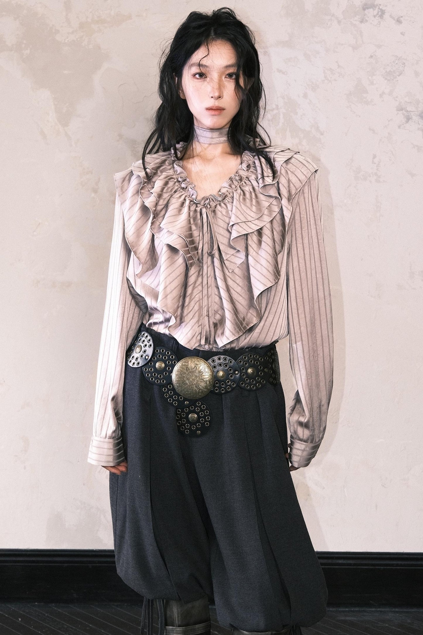 Vintage Bronze Ruffled Shirt