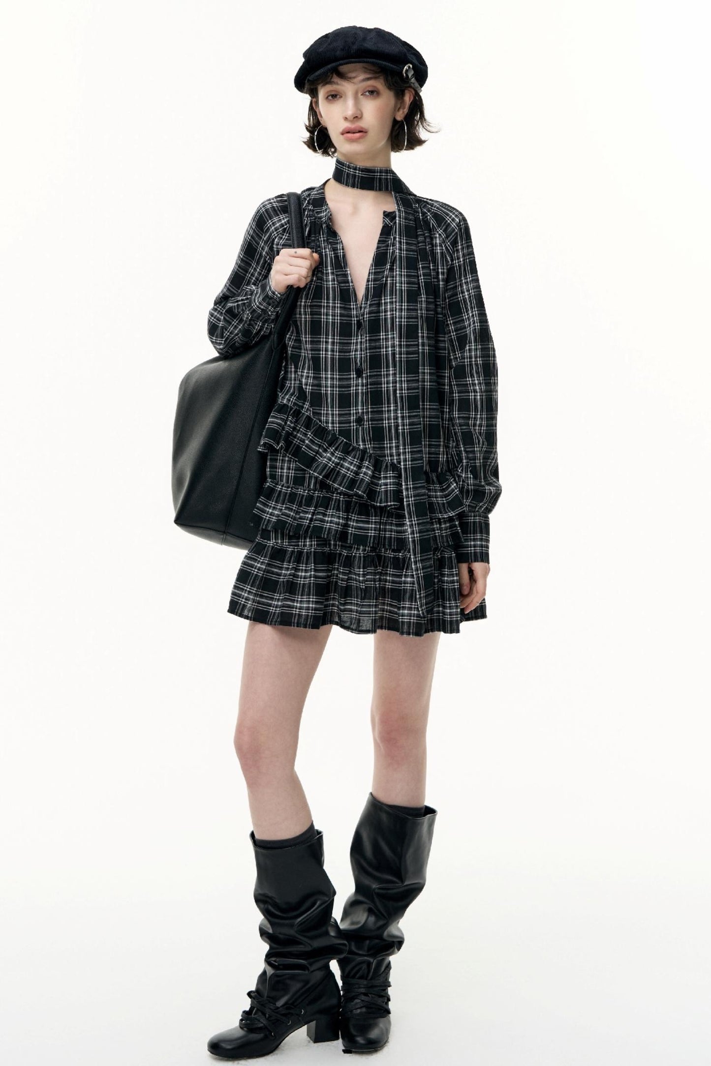 Salt Tea Plaid Shirt Dress