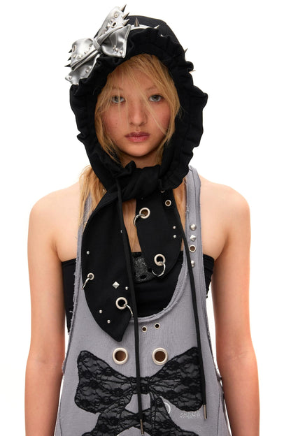 Studded Bow Rabbit Ear Hat