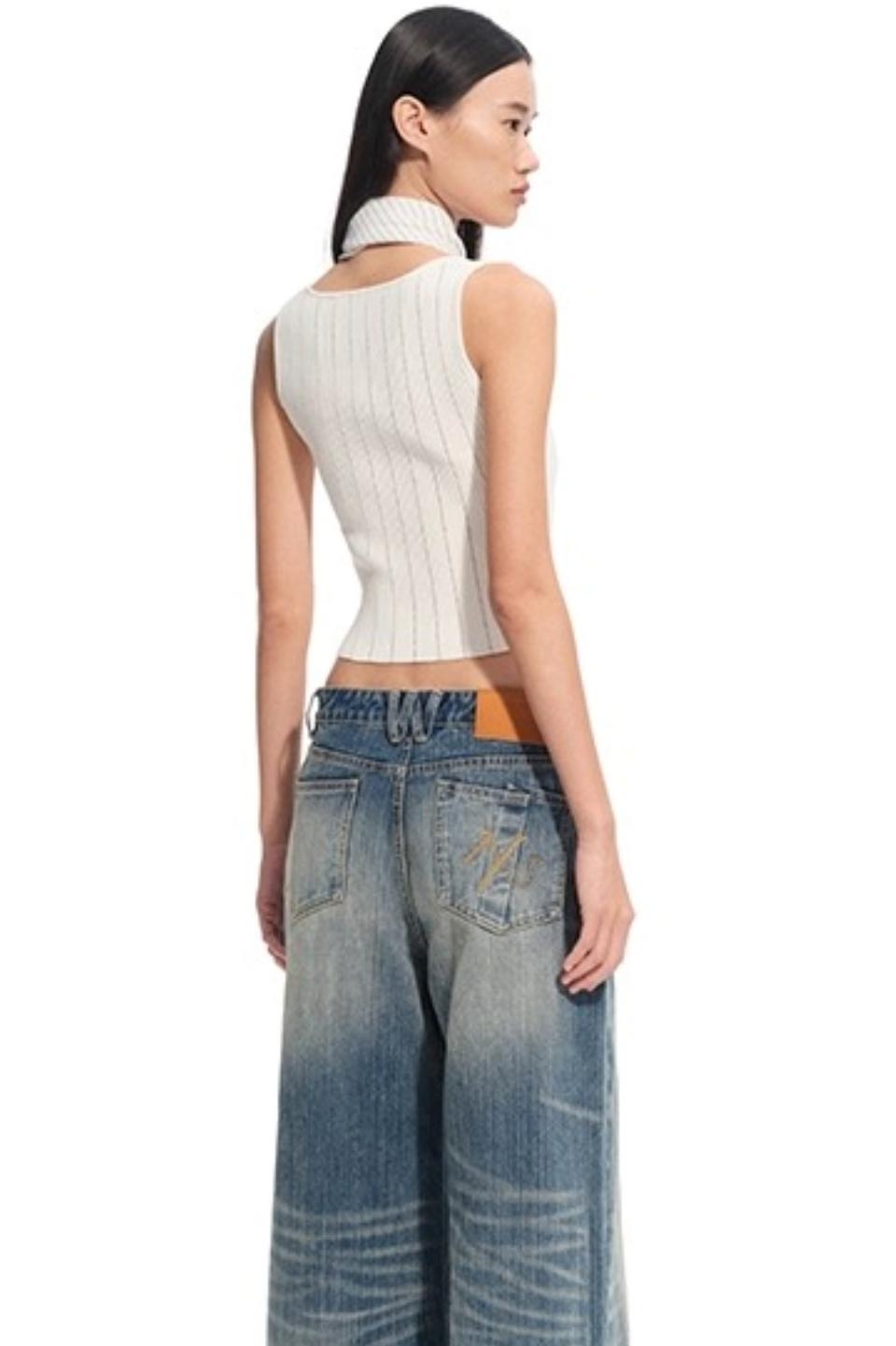 Hollow Knitted Slimming Camisole Top