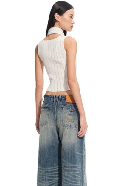 Hollow Knitted Slimming Camisole Top
