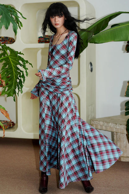 Vintage Check Slim Dress