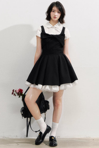 Black Bow Puffy Dress