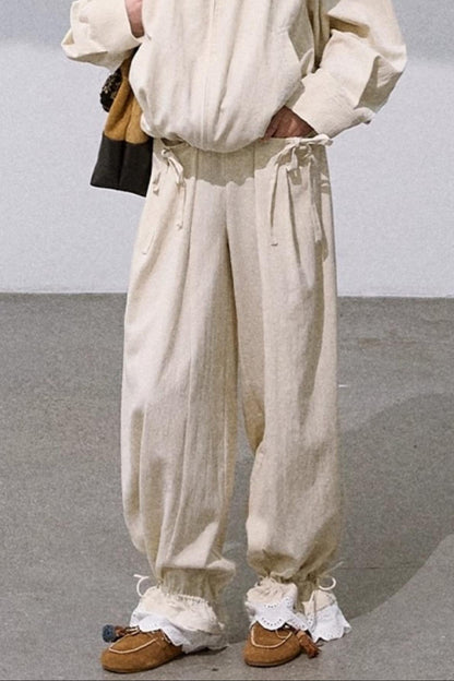 Embroidered Lace Panels Trousers & Jacket Set-Up