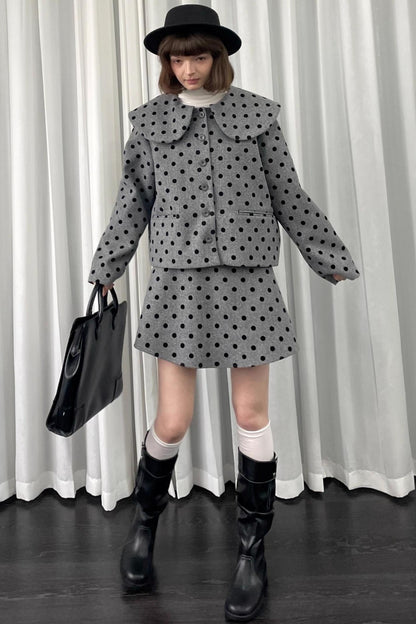 Gray Polka Dot Preppy Suit Set-Up