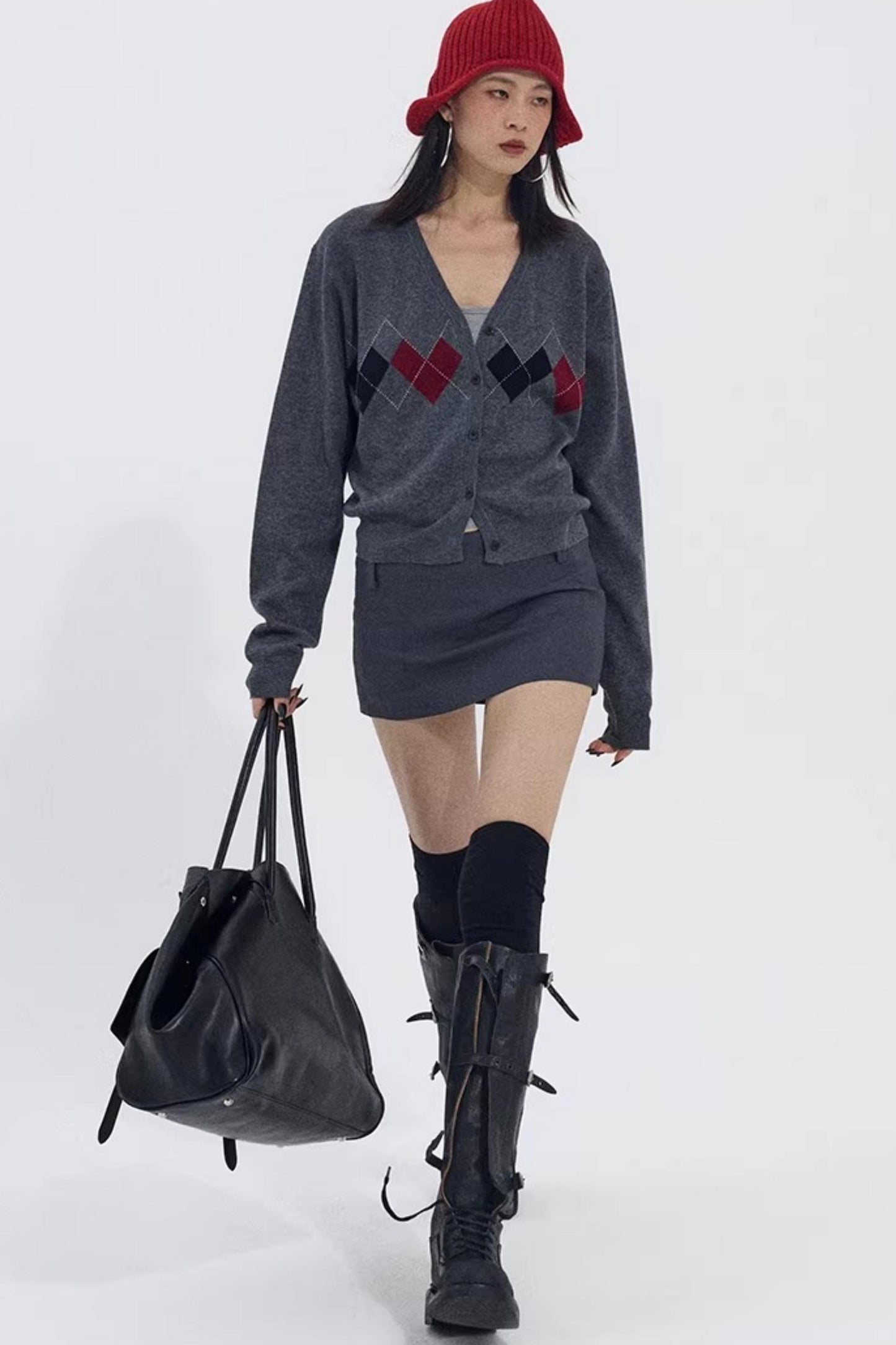 Strickjacke mit Herzmuster aus Wollmischung