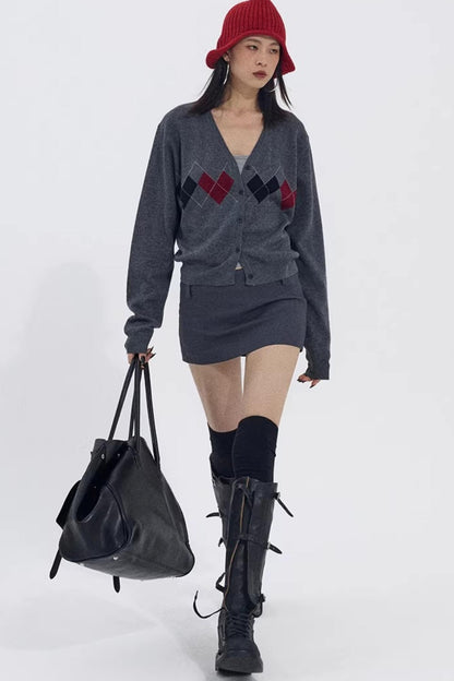 Strickjacke mit Herzmuster aus Wollmischung