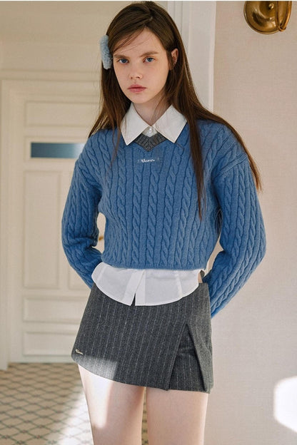 Retro Color-Blocked Knit Sweater