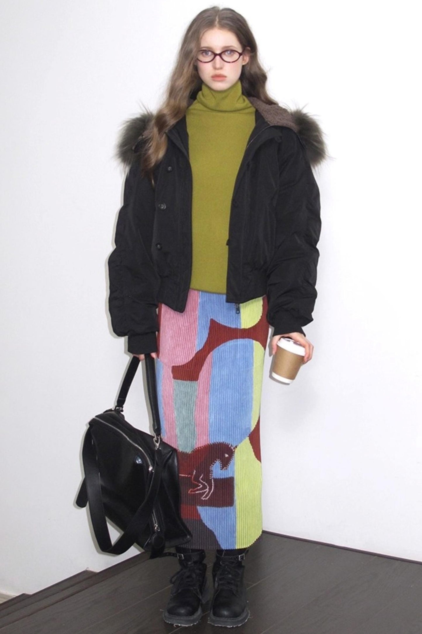 Retro Ivy League Print Skirt