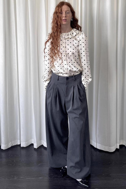 Loose Lace Polka Dot Satin Shirt