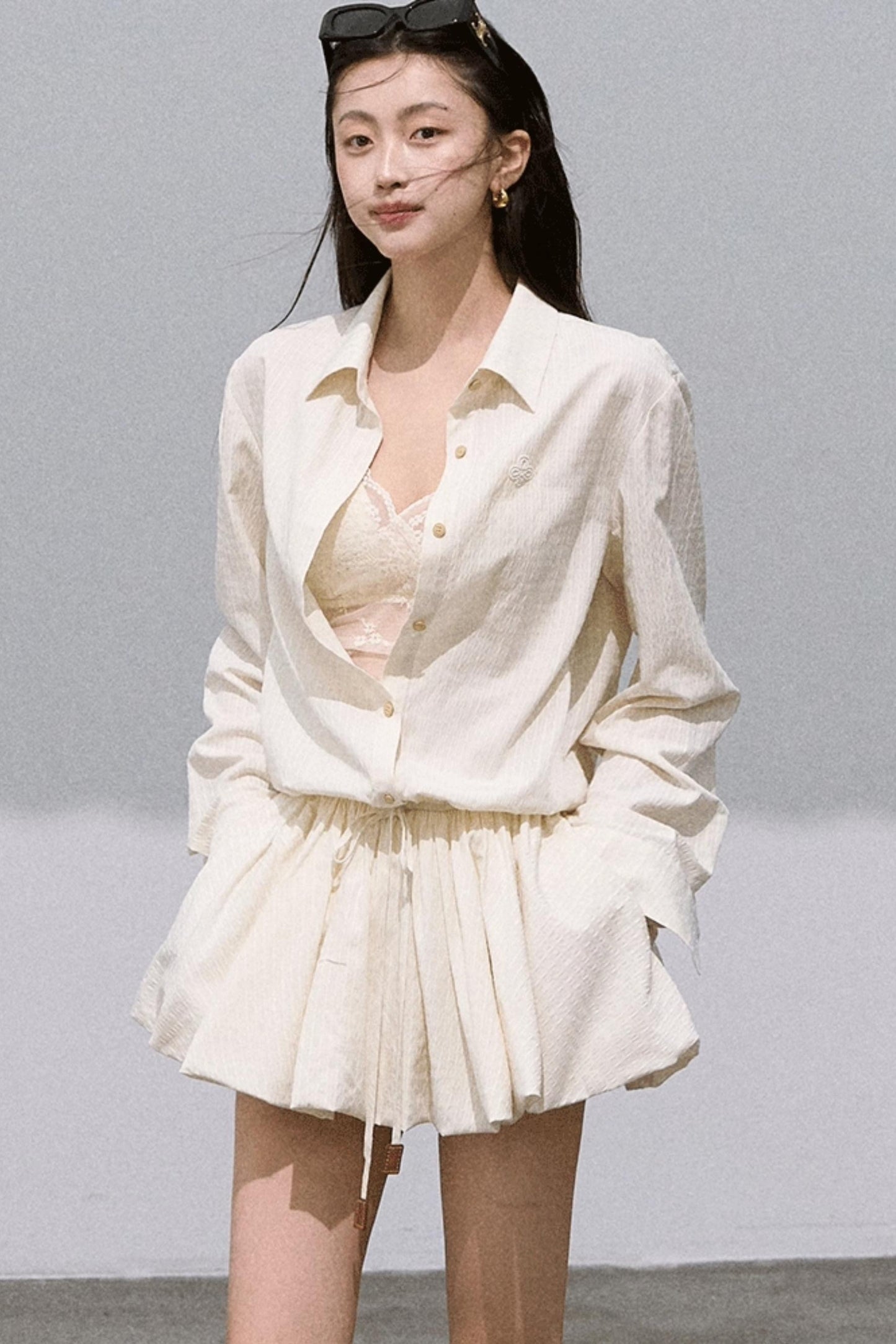 Textured Low-Waisted Long Puffy Dress