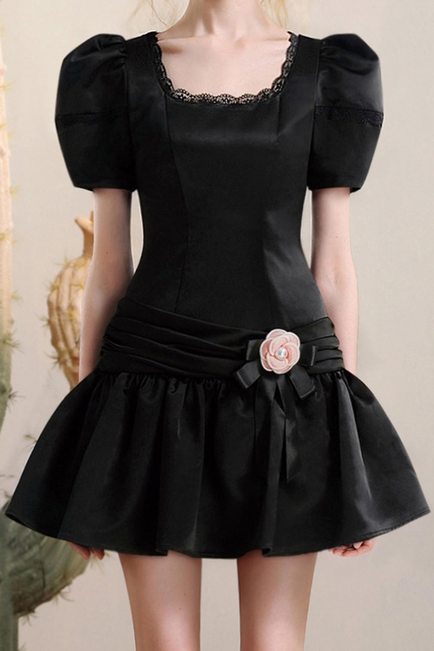 Bubble Sleeve Mini Dress