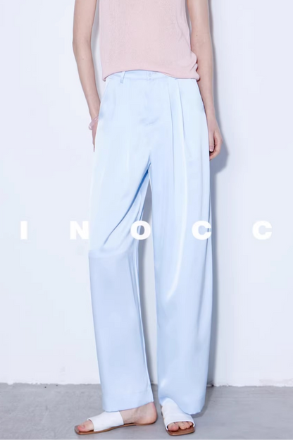 Silky Satin Wide-Leg Pants