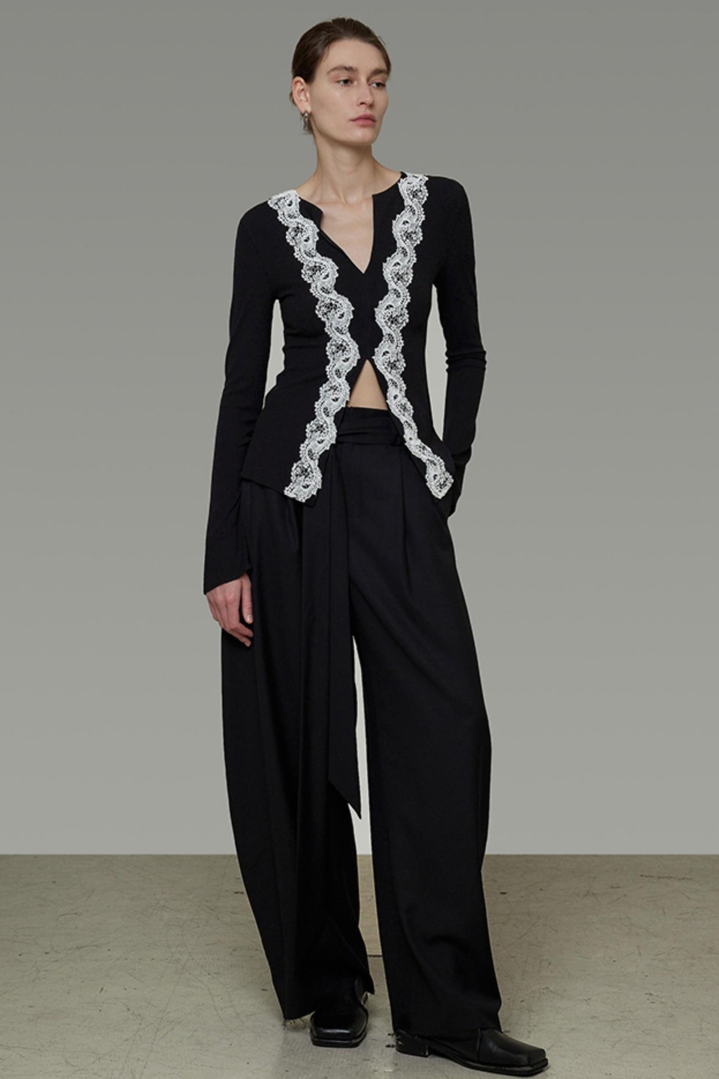 Lace Knitted V-Neck Sweater