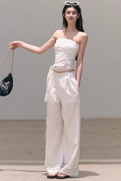 Lyocell Linen Hollow-Out Top Set-Up