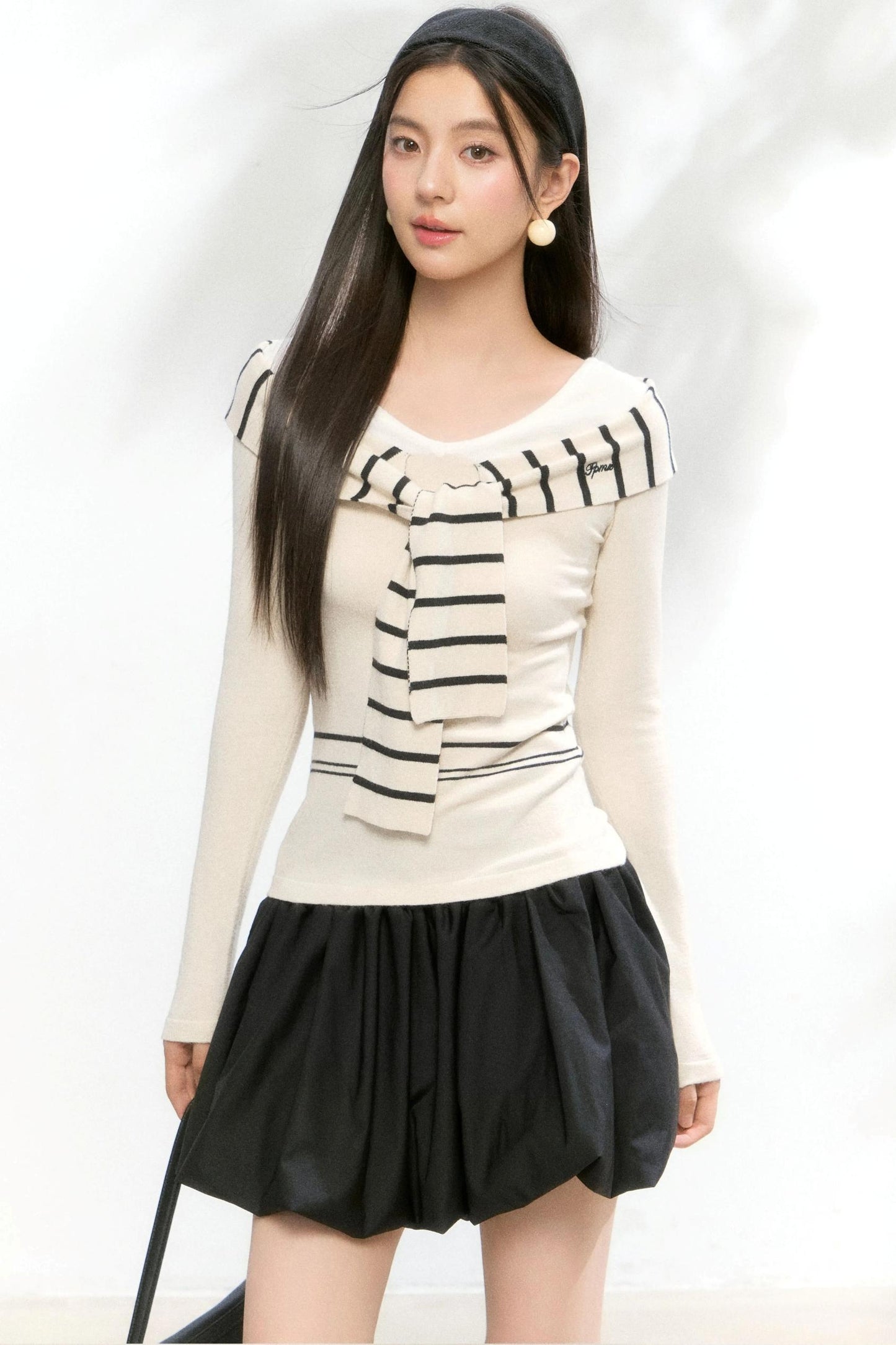 Striped Autumn Knitwear Top Set-Up