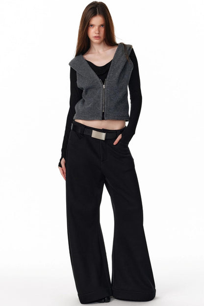 Vintage Hooded Knit Cardigan Top