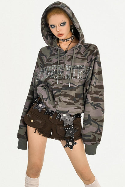American Vintage Camouflage Hooded Sweatshirt