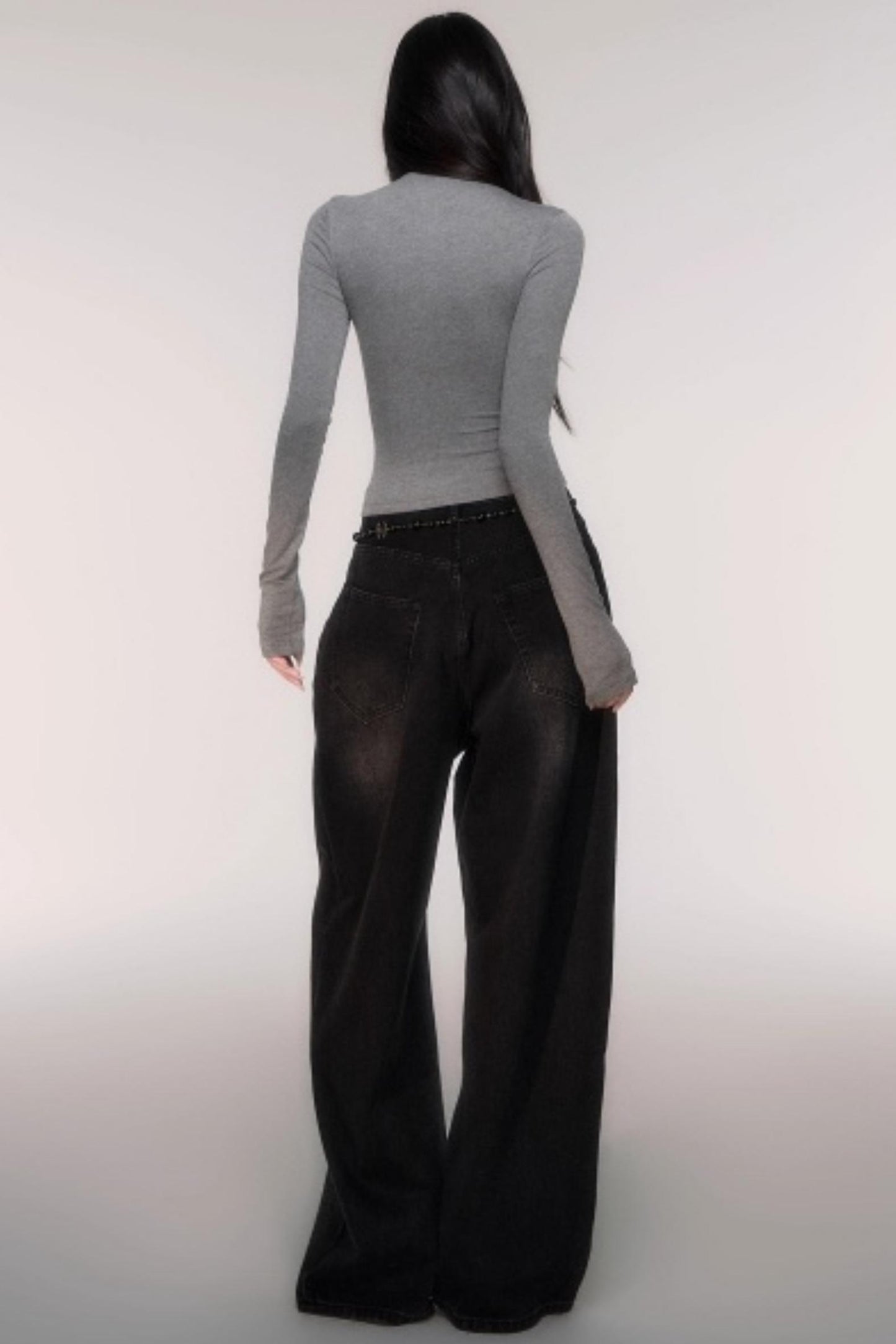 Washed High-Waisted Wide-Leg Jeans