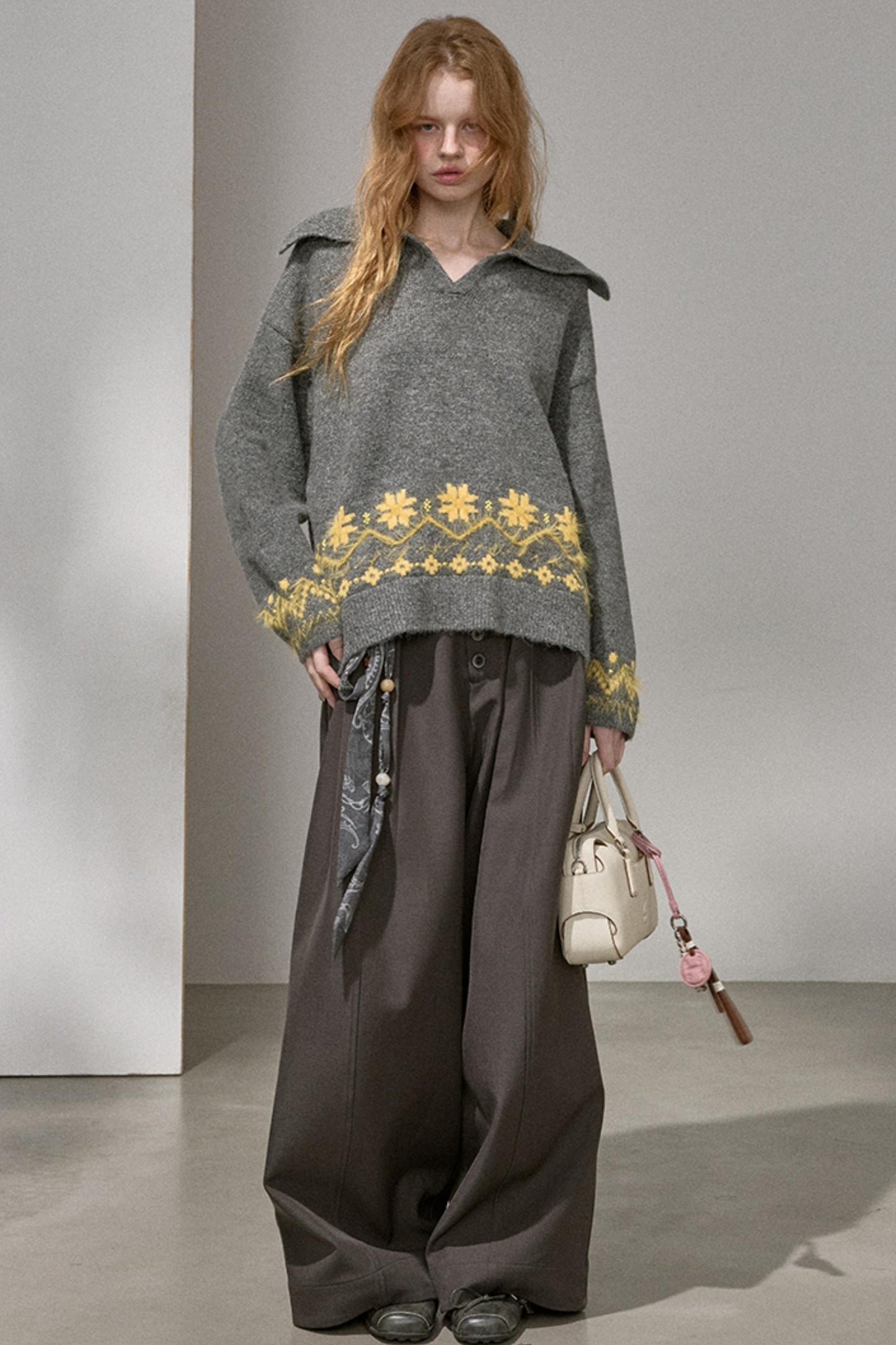 Fair Isle Beaded Sweater Top