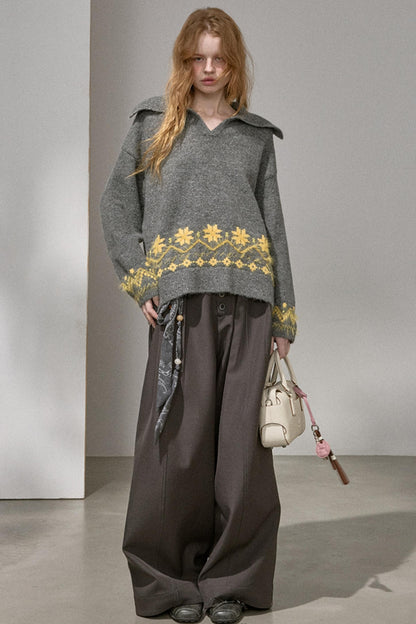 Fair Isle Beaded Sweater Top