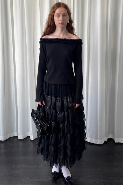 Black Lace Knitted Sweater