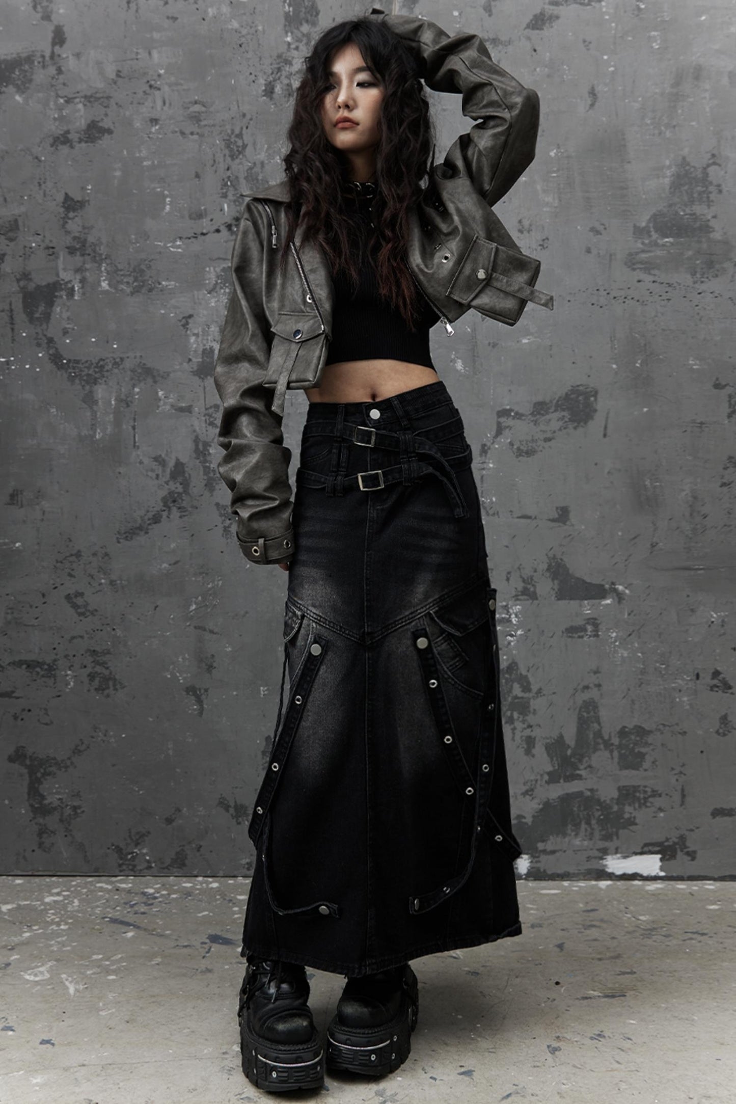 Vintage Distressed Punk Leather Jacket