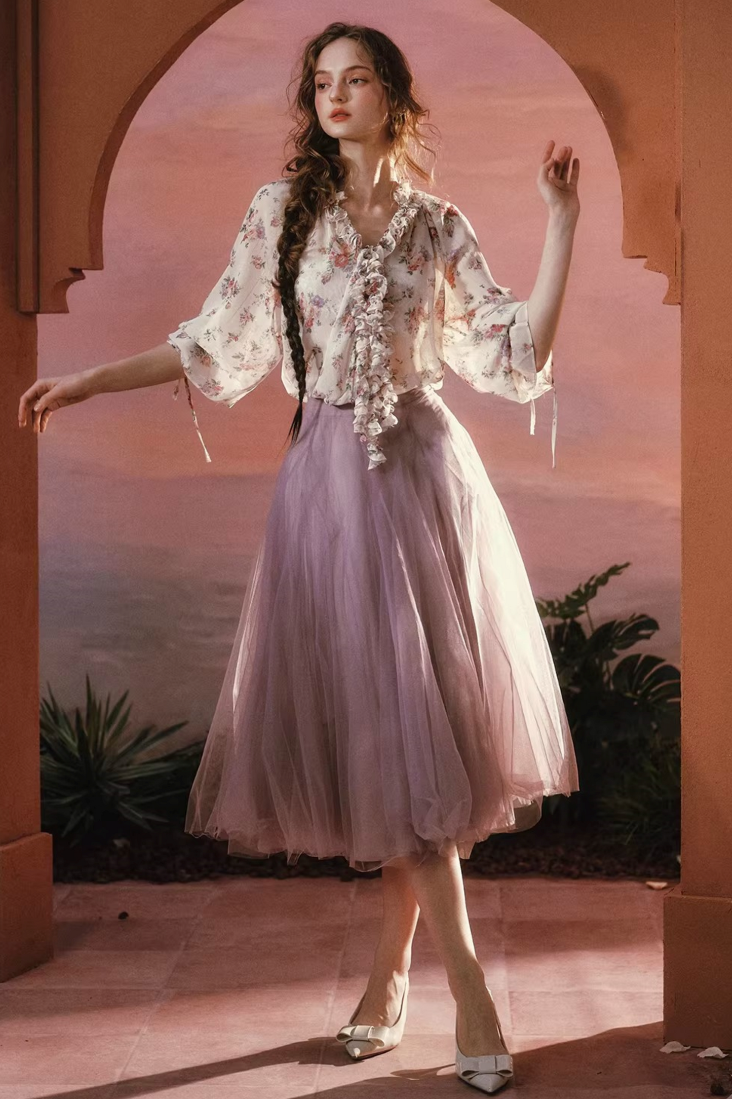Wisteria Whisper Chiffon Blouse