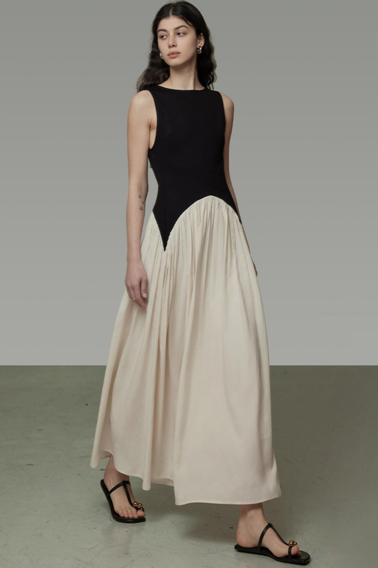 Colorblock Sleeveless Maxi Dress