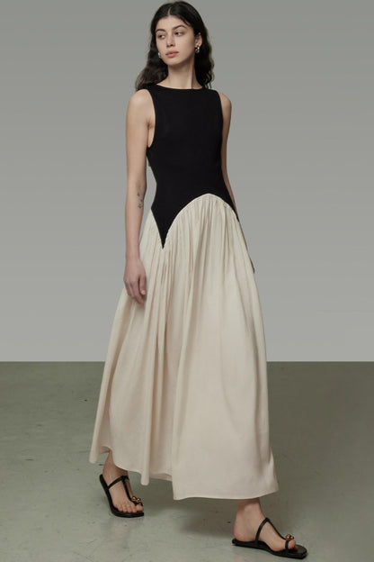 Colorblock Sleeveless Maxi Dress
