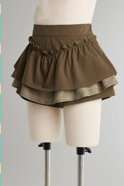 Dreamscape Stitched Brown Puffy Skirt