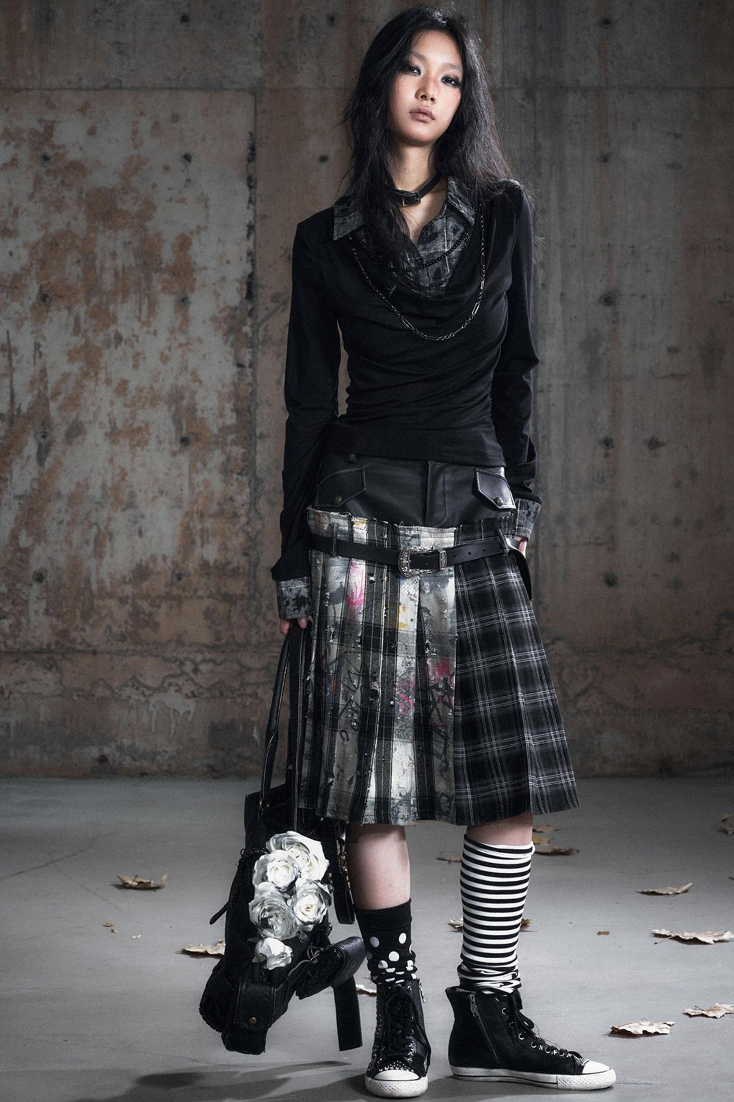 Swing Collar Long Sleeve Shirt