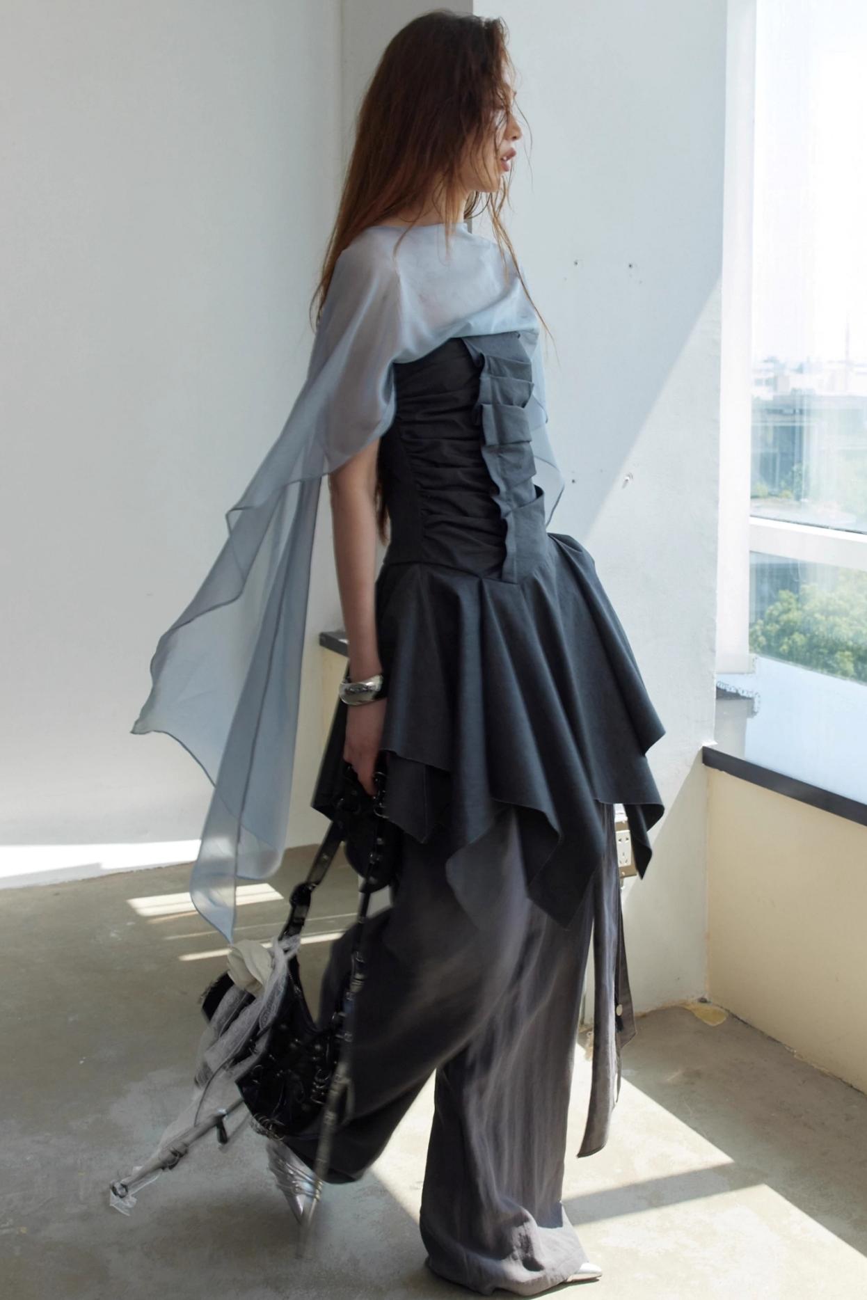 Lace Pleated Wide Leg Pants