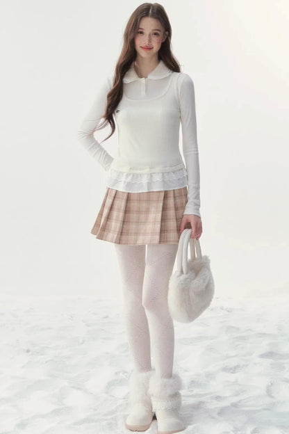 Faux Two-Piece Knitted T-Shirt
